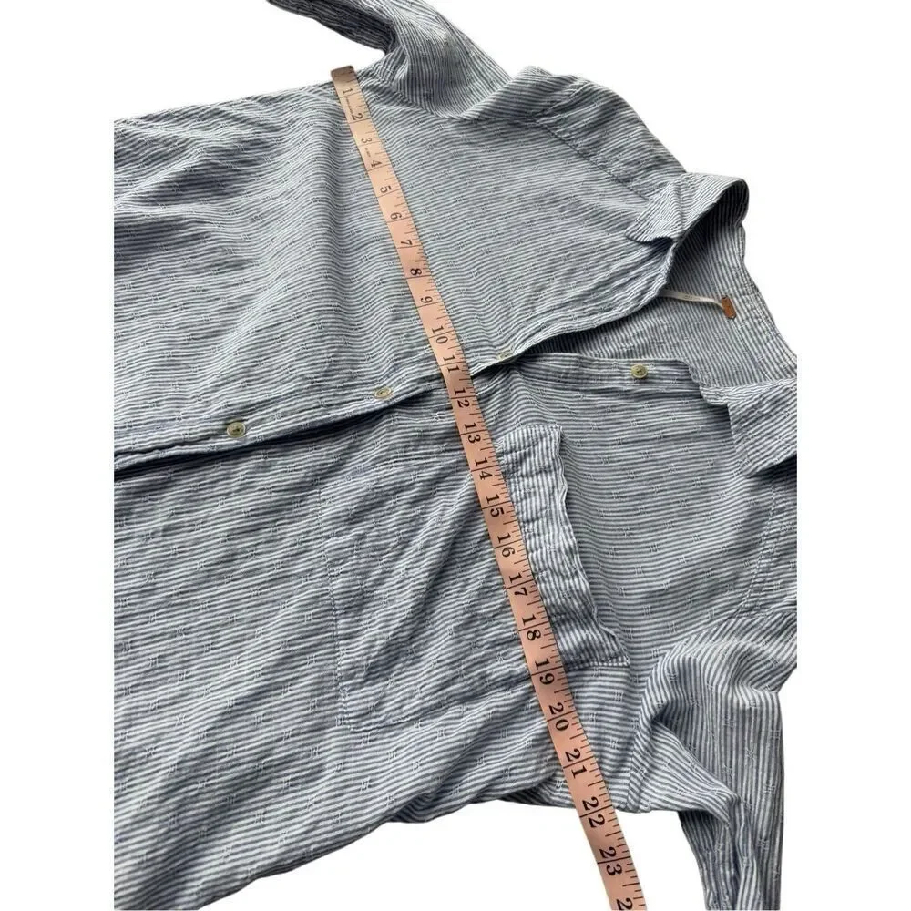 Free People No Limits Stripes Button Down Shirt In Blue